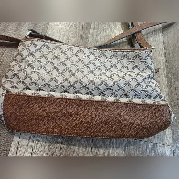 Dana Buchman Crossbody Bag Canvas Monogram Tan Preppy Classy Abstract Equestrian - Picture 9 of 14